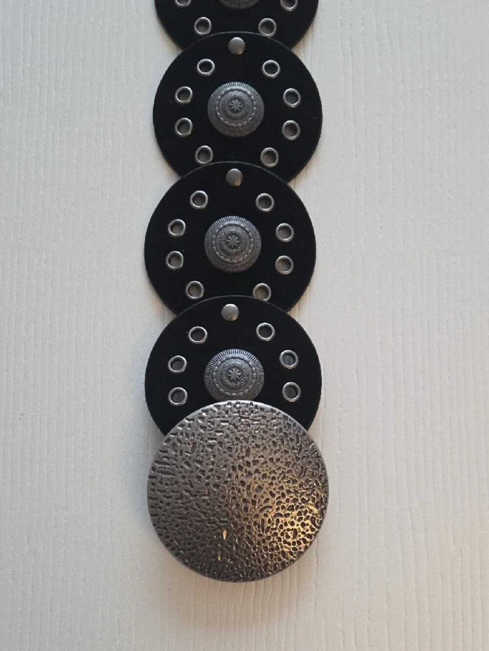Black Belt With Silver Buckle & Eyelets